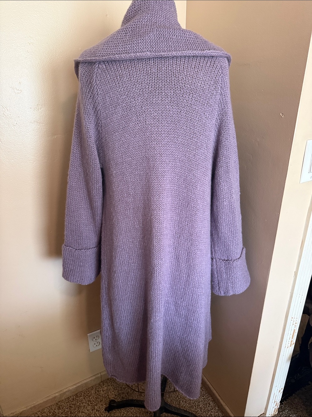 Soft Surroundings Mohair Wool Blend Chunky Knit Open Front Shawl Collar Cardigan - Picture 4 of 6
